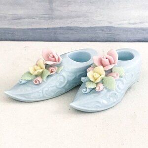 Shoe shape Ceramic candle holders a set of 2, vintage